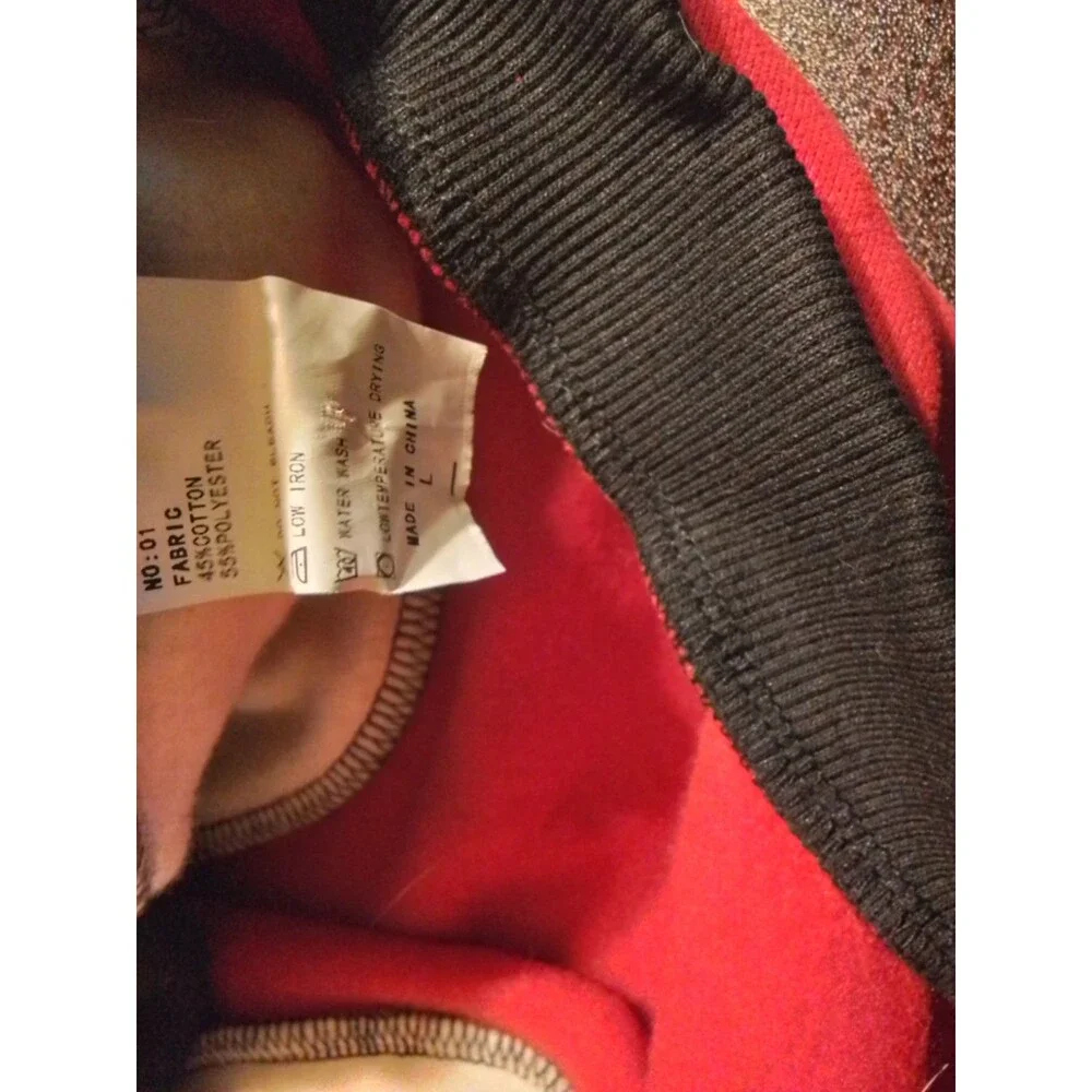 Red Black White Colorblock Dog Fleece Sweatshirt‎ Hoodie Reflective Size L